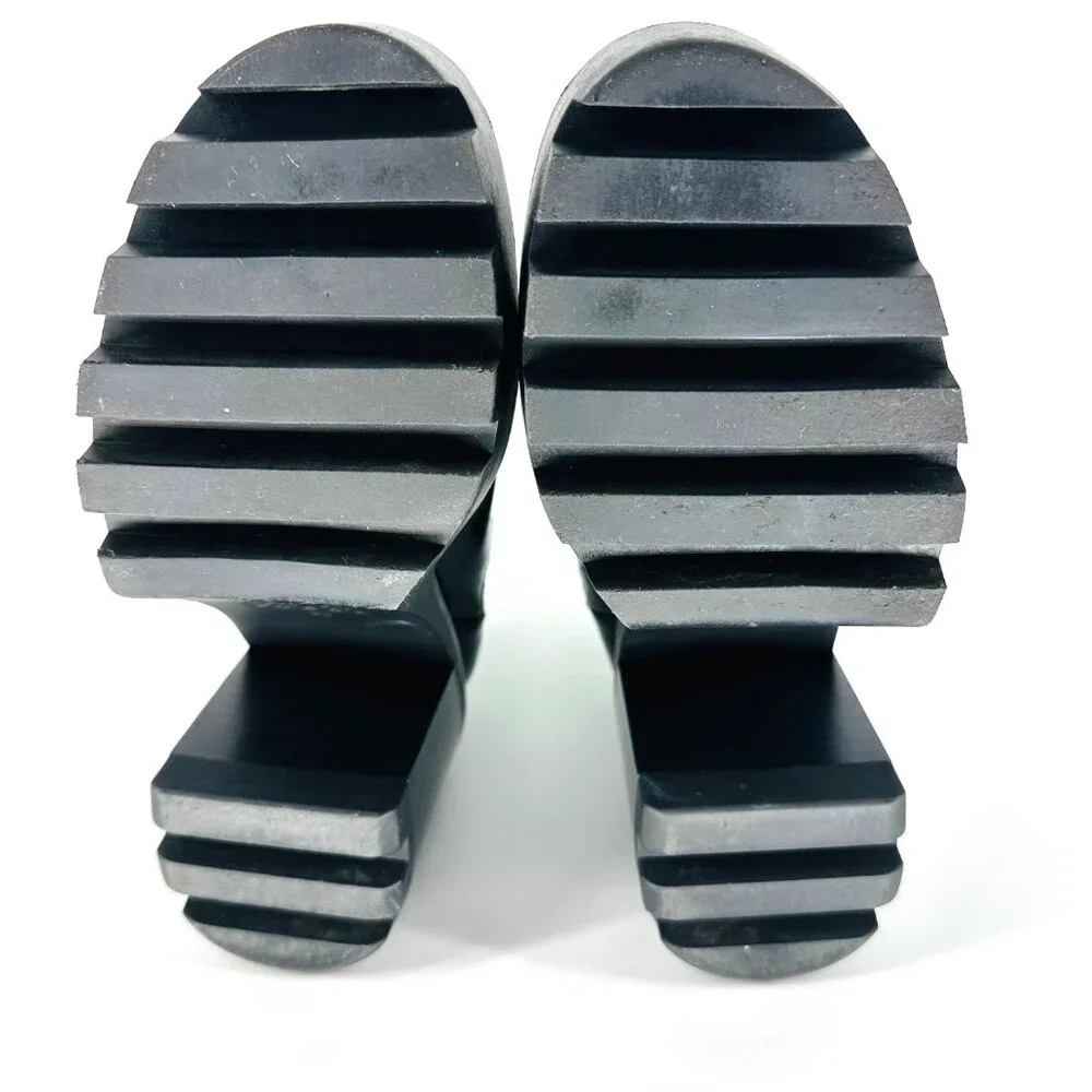 Zara Womens Black Glossy Leather Chunky Heel Chelsea Ankle Boots Size 36 EU - Picture 11 of 11